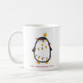 Aquarellpinguin und Weihnachtsbeleuchtung Urlaub Kaffeetasse (Links)