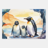 Aquarellpinguine auf Eis schießen Geschenkpapier Set (Vorderseite 2)