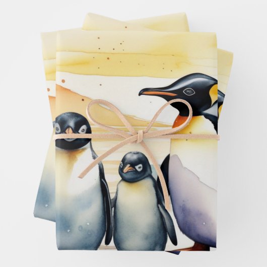 Aquarellpinguine auf Eis schießen Geschenkpapier Set (Beispiel)