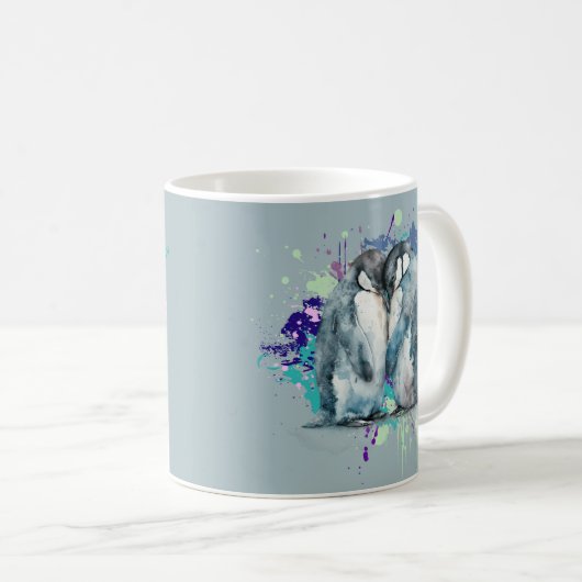 Aquarellpinguine Kaffeetasse (VorderseiteRechts)