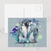 Aquarellpinguine Postkarte (Vorne/Hinten)