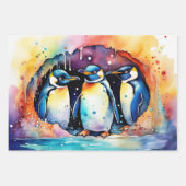 Aquarellpinguine Schwimmen unter Wasser Geschenkpapier Set (Vorderseite 2)