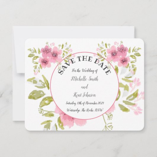 Aquarellpink Anemone Save the Date Einladung (Vorderseite)