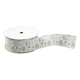 Aquarellpink & Green Golf Cart Turnier Ripsband