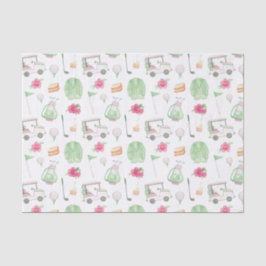 Aquarellpink & Green Golf Cart Turnier Seidenpapier