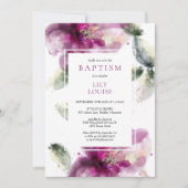 Aquarellpink Lily Floral Taufe Christening Einladung (Vorderseite)