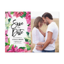 Aquarellpink Poinsettias Foto Save the Date
