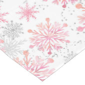 Aquarellpink & Silver Glitzer Winterschneeflocken Kurzer Tischläufer (Ecke)