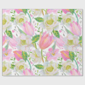 Aquarellpink Tulip Blumenmuster Geschenk Geschenkpapier (Flach)