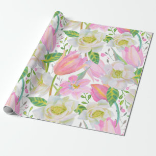 Aquarellpink Tulip Blumenmuster Geschenk Geschenkpapier