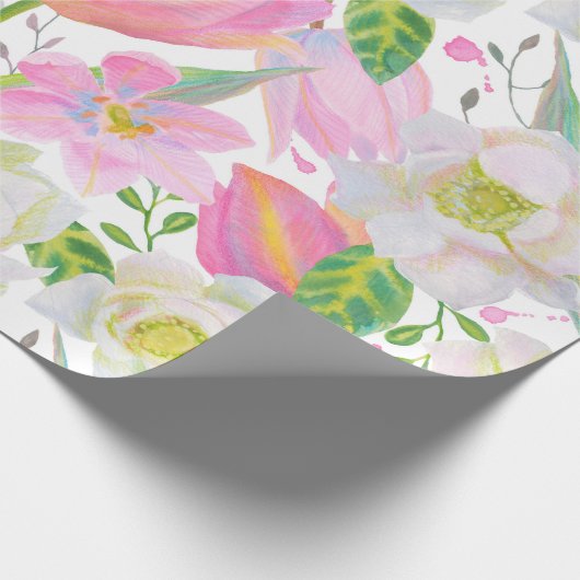 Aquarellpink Tulip Blumenmuster Geschenk Geschenkpapier (Ecke)