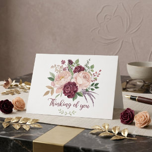 Aquarellpink und Bordeaux Blumensympathie-Karte Karte