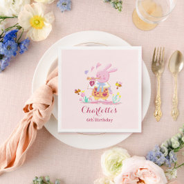 Aquarellpinkaninchen im Kindergeburtstag Serviette