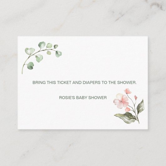 Aquarellpinke Aprikosen/Rose Windeln Begleitkarte (Rückseite)