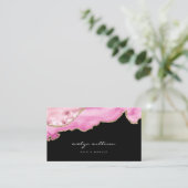 Aquarellpinke auf schwarz visitenkarte (Stehend Vorderseite)