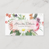 Aquarellpinke Blume Blumenkarte Visitenkarte (Vorderseite)