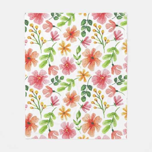 Aquarellpinke Blume Blumenmuster-69677 Fleecedecke (Vorderseite)