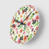 Aquarellpinke Blume Blumenmuster-69677 Runde Wanduhr (Winkel)