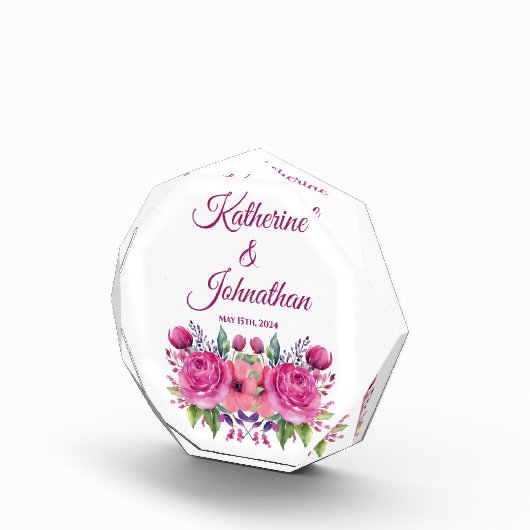 Aquarellpinke Blume Bouquet-Wedding Keepake- Fotoblock (Rechts)