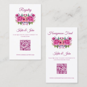 Aquarellpinke Blume Bouquet-Wedding Registry- Visitenkarte