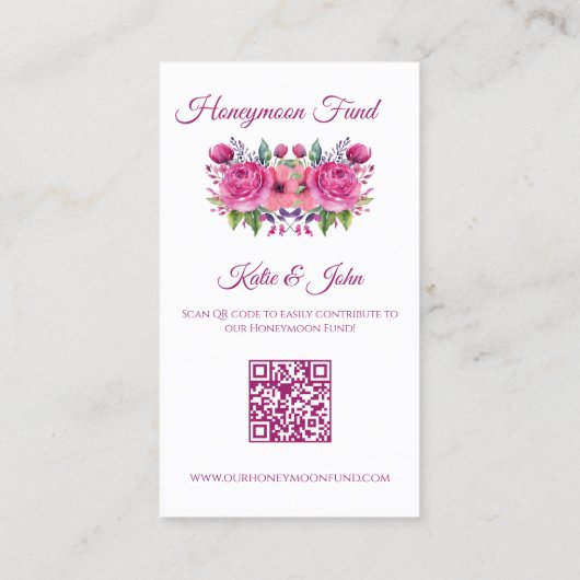 Aquarellpinke Blume Bouquet-Wedding Registry- Visitenkarte (Rückseite)