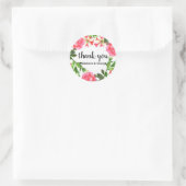 Aquarellpinke Blume Circle Wreath Monogramm Runder Aufkleber (Tasche)