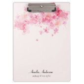 Aquarellpinke Blume Makeup Artist Haar Stylist Klemmbrett (Vorderseite)