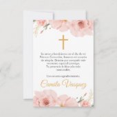 Aquarellpinke Blume Niedlich Erste Kommune Dankeskarte (Vorderseite)