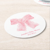 Aquarellpinke Bogen Babydusche niedlich Runder Pappuntersetzer (Angewinkelt)