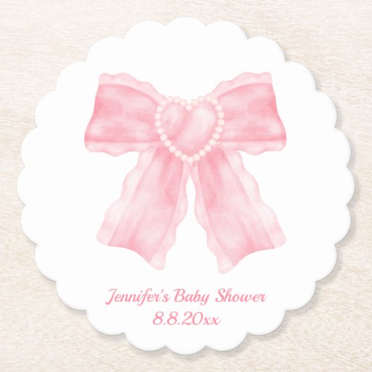 Aquarellpinke Bogen Babydusche niedlich Untersetzer (Vorderseite)