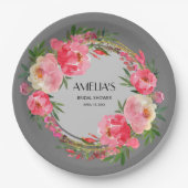 Aquarellpinke Brautparty Papierplatte Pappteller (Vorderseite)