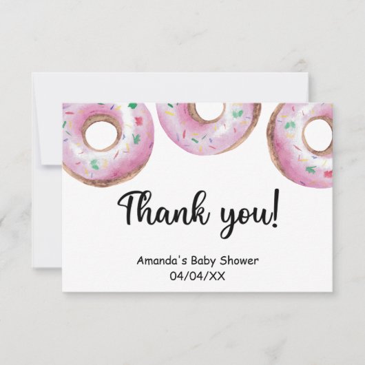 Aquarellpinke Donuts danke Karte (Vorderseite)