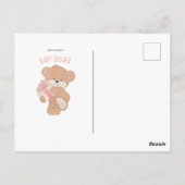 Aquarellpinke, einfache Teddy Bear Babydusche Postkarte (Rückseite)