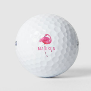 Aquarellpinke Flamingo Monogram Golfball