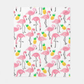 Aquarellpinke Flamingo und gelbe Ananas Fleecedecke (Vorderseite)