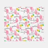 Aquarellpinke Flamingo und gelbe Ananas  Fleecedecke (Vorderseite (Horizontal))