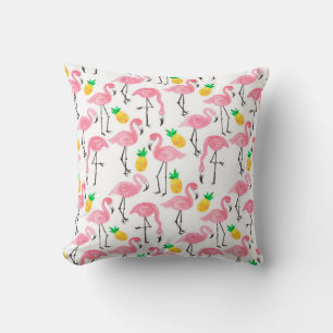Aquarellpinke Flamingo und gelbe Ananas Kissen