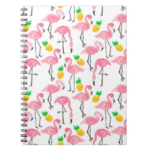 Aquarellpinke Flamingo und gelbe Ananas Notizblock