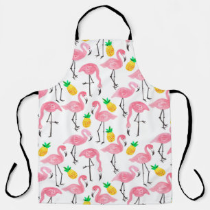 Aquarellpinke Flamingo und gelbe Ananas  Schürze