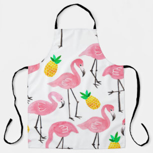 Aquarellpinke Flamingo und gelbe Ananas  Schürze
