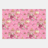 Aquarellpinke, floraler Pumpkin auf Damaskus-Muste Geschenkpapier Set (Vorderseite 2)