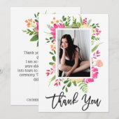 Aquarellpinke Foto Script Danke Karte (Vorne/Hinten)