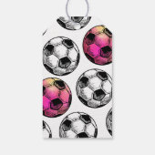 Aquarellpinke Fußball-Liebesmarken Geschenkanhänger (Rückseite)