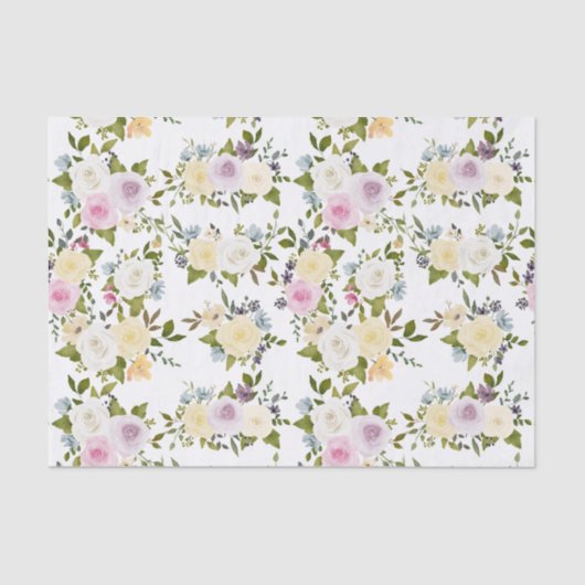Aquarellpinke, gelbe Rosen Kinderdusche Seidenpapier (Vorderseite)