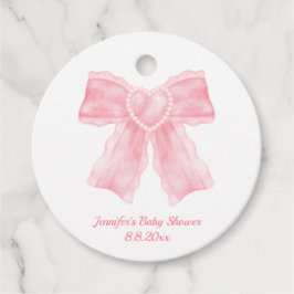 Aquarellpinke Herzbeutel Babydusche Geschenkanhänger