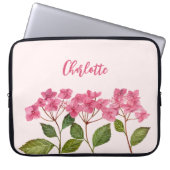 Aquarellpinke Hydrangea Lacecaps Blume Malerei Laptopschutzhülle (Vorderseite)