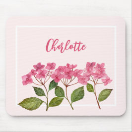 Aquarellpinke Hydrangea Lacecaps Blume Malerei Mousepad