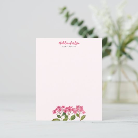 Aquarellpinke Hydrangea Lacecaps Blumengemälde (Stehend Vorderseite)