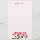 Aquarellpinke Hydrangea Lacecaps Blumengemälde Briefpapier (Rückseite)