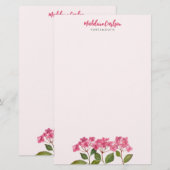 Aquarellpinke Hydrangea Lacecaps Blumengemälde Briefpapier (Vorne/Hinten)